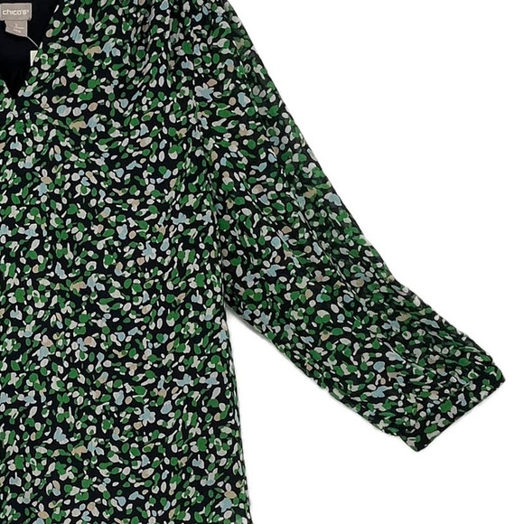 Chico's Blouse Tunic with Stitch Detail Abstract Dots in Classic Navy Size 16/18 - Picture 4 of 12